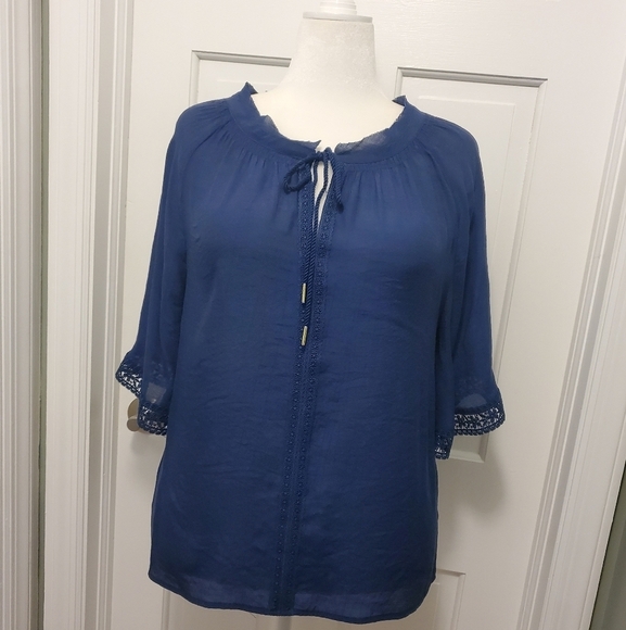 Counterparts Navy Blue Blouse Size Large - Picture 1 of 10